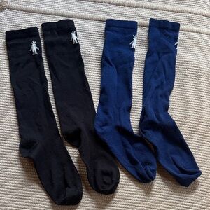 Smartwool 2 pairs ski socks thin no cushion adult men’s small EUC Black blue